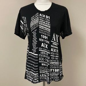 ARMANI EXCHANGE New York City Skyline Graphic Black Tee